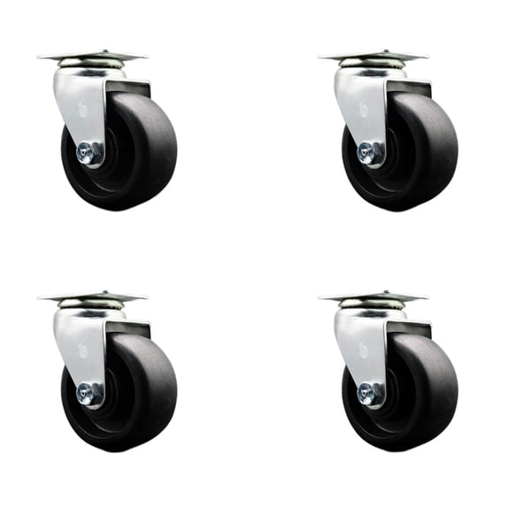 4 Inch Glass Filled Nylon Wheel Swivel Caster Set with Roller Bearings SCC