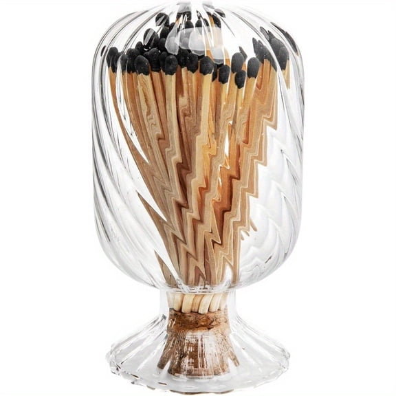 4-Inch Glass Match Holder, Elegant Polished Finish with Secure Snap Closure, atches Cloche Upside Down for Dining Table Fireplace Bathroom, Perfect for Scented Candles