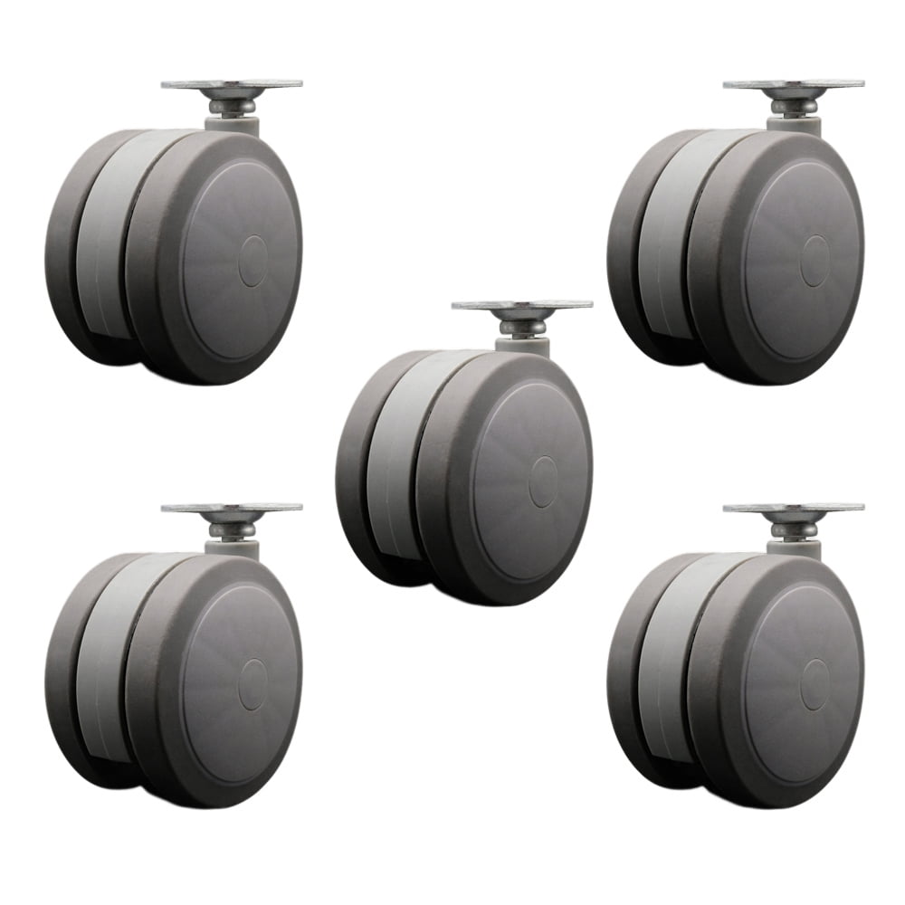 4 Inch Gray Heavy Duty Floor Safe Twin Wheel Casters Top Plate Set of 5 ...