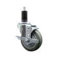 thumbnail image 1 of 4 Inch Gray Poly Swivel 1-1/4 Inch Expanding Stem Caster with Brake SCC, 1 of 2