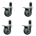 thumbnail image 1 of 4 Inch Gray Poly Swivel 1-5/8 Inch Expanding Stem Caster Set Total Lock Brake, 1 of 2