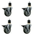 thumbnail image 1 of 4 Inch Gray Poly Swivel 1-7/8 Inch Expanding Stem Caster Set with Brake SCC, 1 of 2