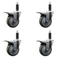 thumbnail image 1 of 4 Inch Gray Poly Swivel 1 Inch Expanding Stem Caster Set Total Lock Brake, 1 of 2