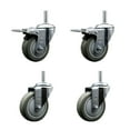 thumbnail image 1 of 4 Inch Gray Poly Swivel 3/4 Inch Threaded Stem Caster Set 2 Total Lock Brakes, 1 of 2