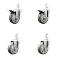 thumbnail image 1 of 4 Inch Gray Poly Swivel 7/8 Inch Square Stem Caster Set 2 Total Lock Brakes SCC, 1 of 2