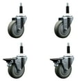 thumbnail image 1 of 4 Inch Gray Poly Wheel Swivel 7/8 Inch Expanding Stem Caster Set 2 Brakes SCC, 1 of 2