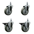 thumbnail image 1 of 4 Inch Gray Polyurethane ½ Inch Threaded Stem Caster Set 2 Brakes SCC, 1 of 2