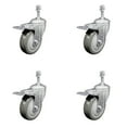 thumbnail image 1 of 4 Inch Gray Polyurethane Swivel 10mm Stem Caster Set with Total Lock Brake, 1 of 2