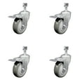 thumbnail image 1 of 4 Inch Gray Polyurethane Swivel 12mm Stem Caster Set with Total Lock Brake, 1 of 2