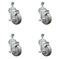 thumbnail image 1 of 4 Inch Gray Polyurethane Swivel 12mm Threaded Stem Caster Set with Brake SCC, 1 of 2