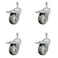 thumbnail image 1 of 4 Inch Gray Polyurethane Swivel 3/8 Inch Stem Caster Set with Total Lock Brake, 1 of 2