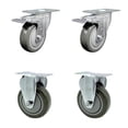 thumbnail image 1 of 4 Inch Gray Polyurethane Swivel Top Plate Caster Set 2 Lock Brakes 2 Rigid SCC, 1 of 2