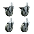 thumbnail image 1 of 4 Inch Gray Polyurethane Wheel Swivel 3/4 Inch Square Stem Caster Set 2 Brakes, 1 of 2