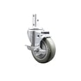 thumbnail image 1 of 4 Inch Gray Polyurethane Wheel Swivel 3/4 Inch Square Stem Caster with Brake, 1 of 2