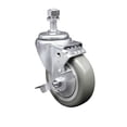 thumbnail image 1 of 4 Inch Gray Polyurethane Wheel Swivel ½ Inch Threaded Stem Caster with Brake, 1 of 2