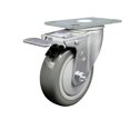 thumbnail image 1 of 4 Inch Gray Polyurethane Wheel Swivel Top Plate Caster with Total Lock Brake, 1 of 2