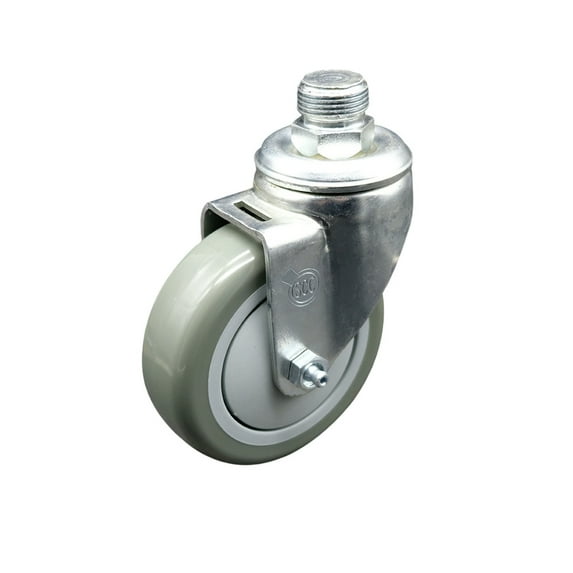 4 Inch Gray Polyurethane Wheel with ¾ Inch NPT Pipe Thread Stem Swivel Caster