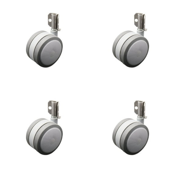 4 Inch Gray Soft Twin Wheel Caster with Inside Mount Set Service Caster