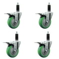 thumbnail image 1 of 4 Inch Green Poly Swivel 1-1/8 Inch Expanding Stem Caster Set Total Lock Brake, 1 of 2