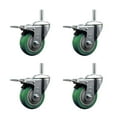 thumbnail image 1 of 4 Inch Green Poly Swivel 3/4 Inch Threaded Stem Caster Set with Total Lock Brake, 1 of 2