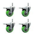 thumbnail image 1 of 4 Inch Green Poly Swivel 5/8 Inch Threaded Stem Caster Set with Total Lock Brake, 1 of 2
