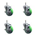 thumbnail image 1 of 4 Inch Green Poly Swivel 7/16 Inch Grip Ring Stem Caster Set with Brake, 1 of 2