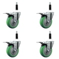 thumbnail image 1 of 4 Inch Green Poly Swivel 7/8 Inch Expanding Stem Caster Set Total Lock Brake, 1 of 2