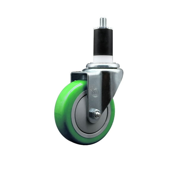 4 Inch Green Poly Wheel Swivel 1-1/2 Inch Expanding Stem Caster SCC