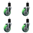 thumbnail image 1 of 4 Inch Green Poly Wheel Swivel 1-3/4 Inch Expanding Stem Caster Set SCC, 1 of 2