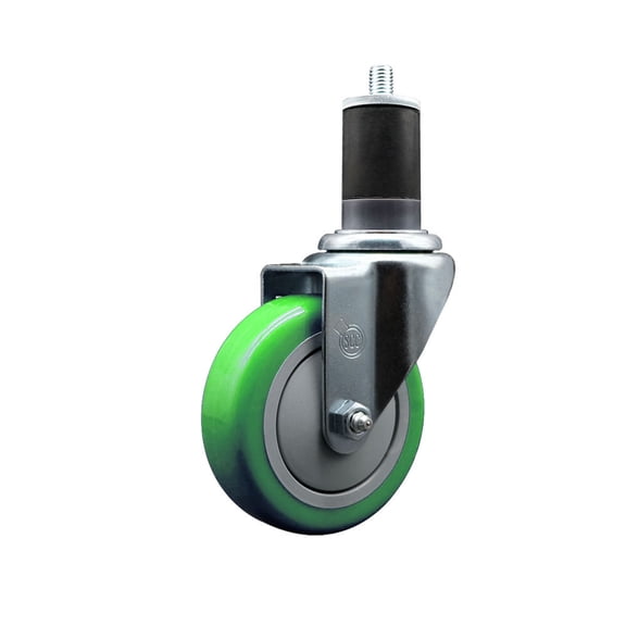 4 Inch Green Poly Wheel Swivel 1-5/8 Inch Expanding Stem Caster SCC