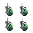 thumbnail image 1 of 4 Inch Green Poly Wheel Swivel 3/4 Inch Threaded Stem Caster Set with Brake, 1 of 2