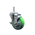 thumbnail image 1 of 4 Inch Green Poly Wheel Swivel 3/4 Inch Threaded Stem Caster with Brake, 1 of 2