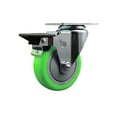 thumbnail image 1 of 4 Inch Green Poly Wheel Swivel Top Plate Caster Posi Brake Service Caster, 1 of 2