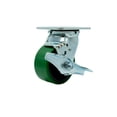 thumbnail image 1 of 4 Inch Green Poly on Cast Iron Swivel Caster with Ball Bearing and Brake SCC, 1 of 2