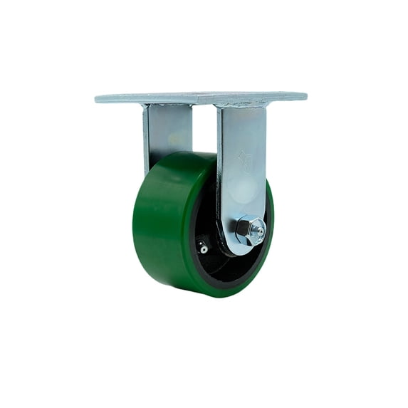4 Inch Green Poly on Cast Iron Wheel Rigid Caster with Roller Bearing SCC