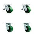 thumbnail image 1 of 4 Inch Green Poly on Steel Caster Set with Ball Bearing 2 Total Lock Brake SCC, 1 of 2