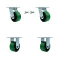 thumbnail image 1 of 4 Inch Green Poly on Steel Caster Set with Ball Bearings 2 Swivel Lock 2 Rigid, 1 of 2
