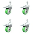 thumbnail image 1 of 4 Inch Green Polyurethane Swivel 10mm Stem Caster Set with Total Lock Brake, 1 of 2