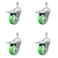 thumbnail image 1 of 4 Inch Green Polyurethane Swivel 3/8 Inch Stem Caster Set with Total Lock Brake, 1 of 2