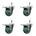 thumbnail image 1 of 4 Inch Green Polyurethane Swivel 7/16 Inch Stem Caster Set with Total Lock Brake, 1 of 2