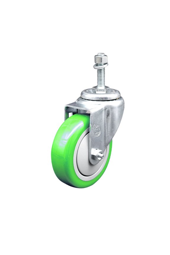 4 Inch Green Polyurethane Wheel Swivel 10mm Threaded Stem Caster SCC