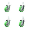 thumbnail image 1 of 4 Inch Green Polyurethane Wheel Swivel 3/4 Inch Square Stem Caster Set SCC, 1 of 2