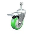 thumbnail image 1 of 4 Inch Green Polyurethane Wheel Swivel 3/8 Inch Stem Caster with Total Lck Brake, 1 of 2