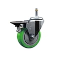 thumbnail image 1 of 4 Inch Green Poly Wheel Swivel 7/16 Inch Grip Ring Stem Caster with Brake, 1 of 2
