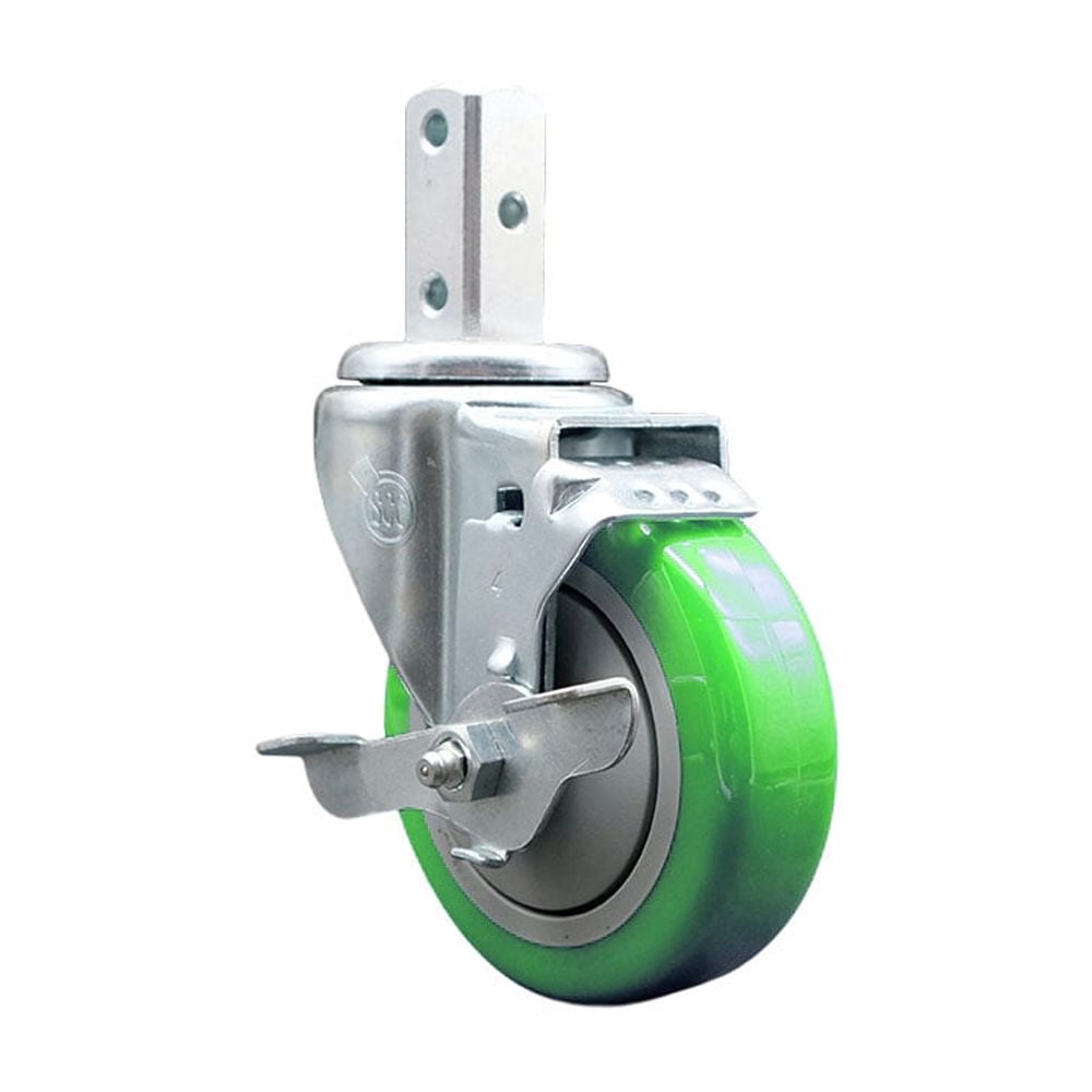 4 Inch Green Polyurethane Wheel Swivel 7/8 Inch Square Stem Caster with