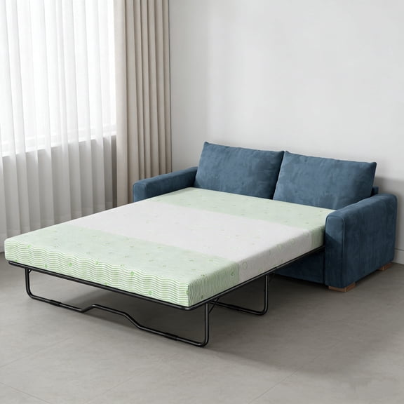 4 Inch Green Tea Gel Memory Foam Mattress, Full Size, Foldable Replacement Mattress for Pull Out Sofa Bed, RV, Boat, Guest Bed, Removable Washable Cover, CertiPUR-US Certified,(Sofa Not Included)