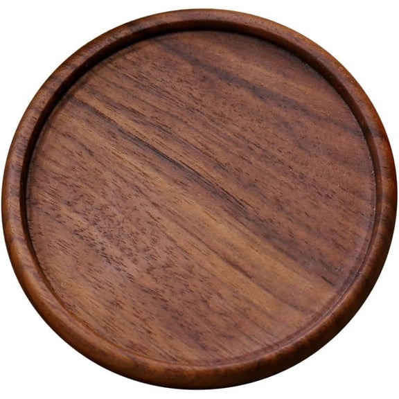 4 Inch Grooved Natural Walnut Cup Holder Round Black Wooden Coasters Heat Resistant Thermal Insulation Pads Tabletop Protection Wood Coffee Cup Mug Mats Saucers DIY