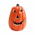thumbnail image 1 of 4 Inch, Halloween Light up Pumpkin Artificial Fake Harvest Pumpkins for Outdoor Indoor,Lighted Pumpkin with Spooky Face Halloween Pumpkin Decorations Party Favor Gifts (A), 1 of 4