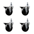 thumbnail image 1 of 4 Inch Hard Rubber ½ Inch Threaded Stem Caster Set with Brake, 1 of 2