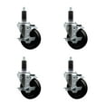 thumbnail image 1 of 4 Inch Hard Rubber Swivel 1-1/8 Inch Expanding Stem Caster Set with Brake SCC, 1 of 2
